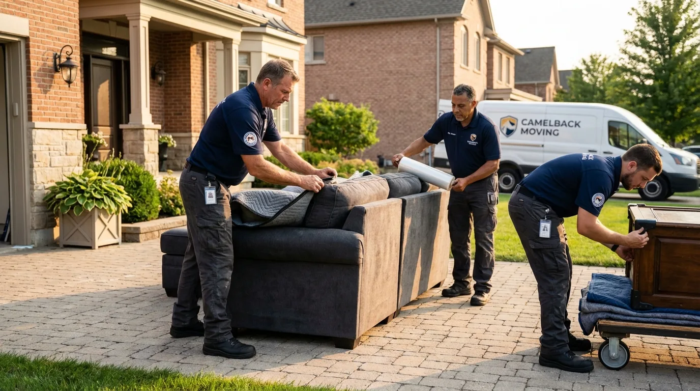 Large estate moving crew wrapping furniture in River Forest, IL