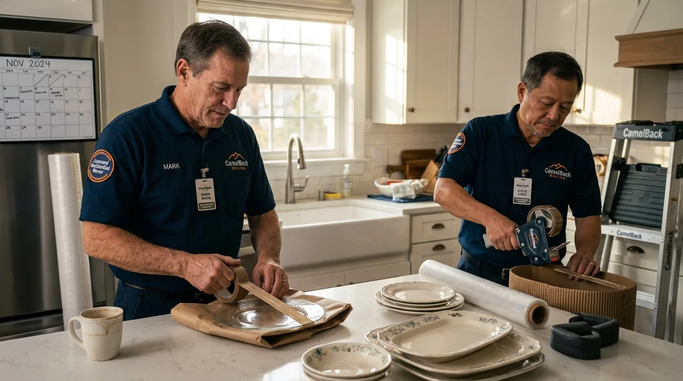Professional crew packing kitchen dishware in River Forest, IL